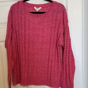 Terra and Sky Hot‎ Pink Pointelle Sweater. size OX